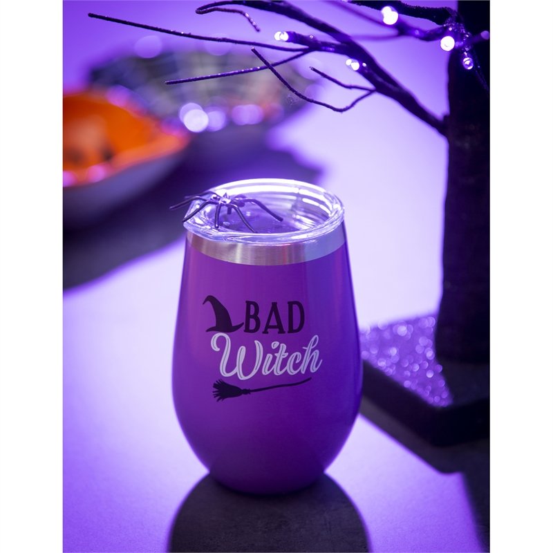 Double Wall Vacuum Wine Tumbler Gift Set, Set of 2, 12 OZ, Good Witch/Bad Witch