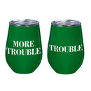 12 OZ Double Wall Vacuum Wine Tumbler Gift Set, Set of 2, Trouble/More Trouble,p3755006