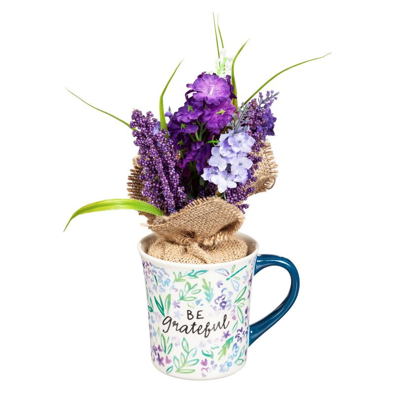 Coffee Cup and Floral Gift Set, 8 OZ, Be Grateful,p3758001