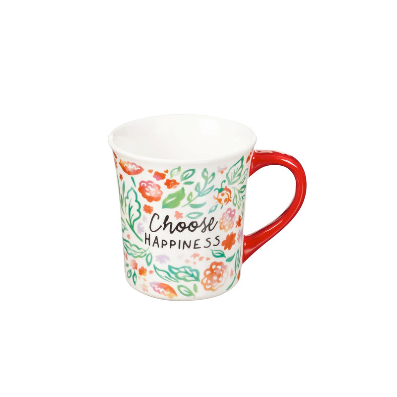 Coffee Cup and Floral Gift Set, 8 OZ, Choose Happy,p3758002