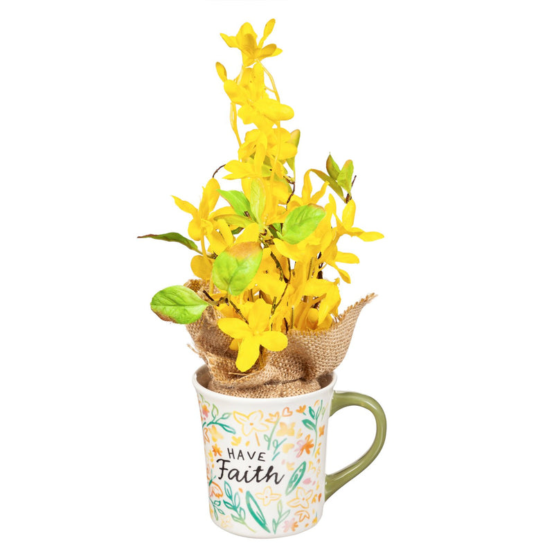 Coffee Cup and Floral Gift Set, 8 OZ, Have Faith,p3758004