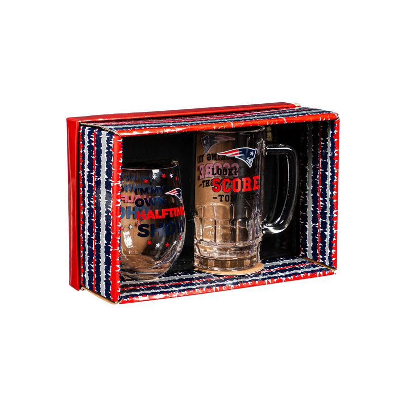 New England Patriots, Stemless 17OZ Wine & Beer 16 OZ  Gift Set,p3843818