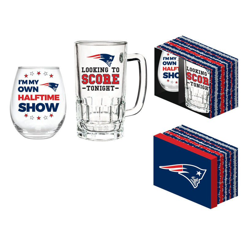 New England Patriots, Stemless 17OZ Wine & Beer 16 OZ  Gift Set,p3843818