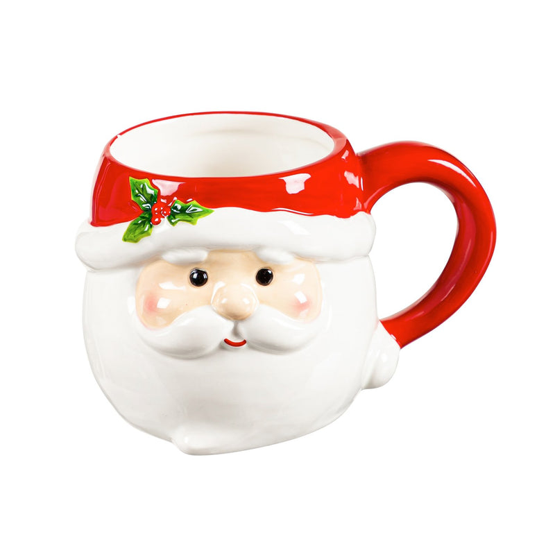 18 OZ Ceramic Cup with LED Bottle Brush Tree Gift Set, 2 Asst: Santa/Snowman
