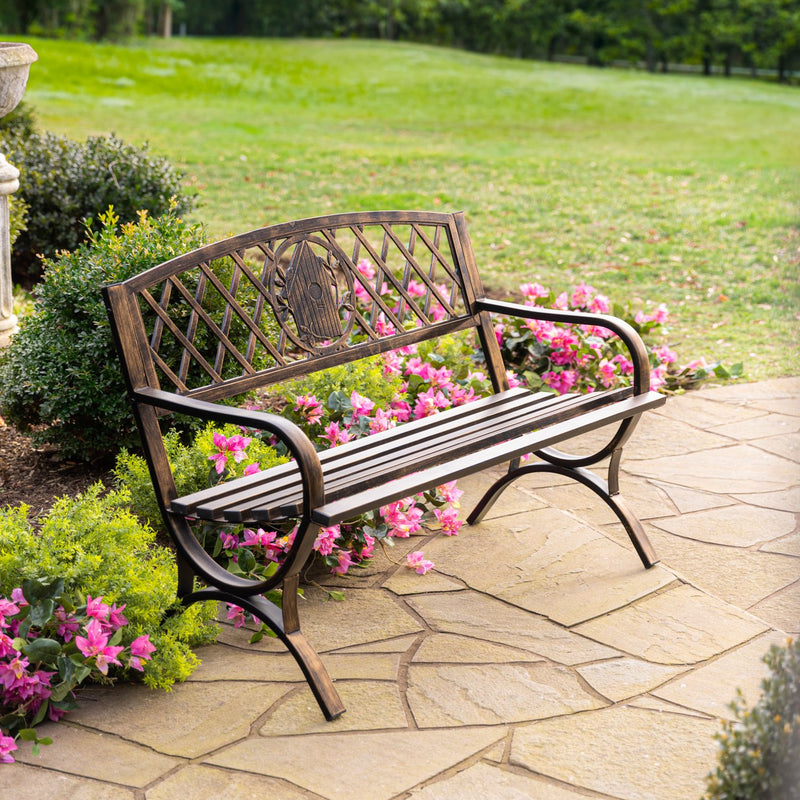 Garden Metal Bench, Bird House,pha243