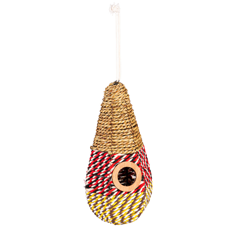 Evergreen Bird House,Natural Woven Seagrass Bird House Set of 3,5.25x5.5x10.25 Inches