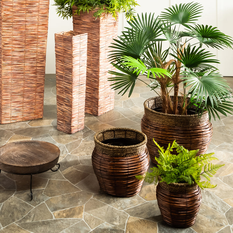 Reed Nested Round  Planters, Set of 3,phf052