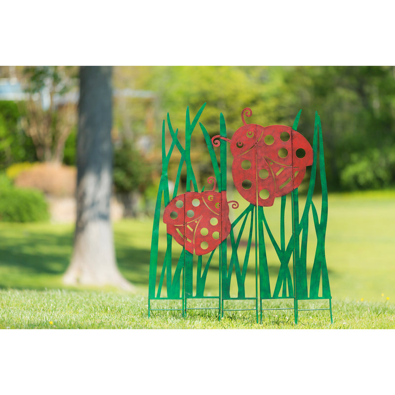 Evergreen Colored Metal Panel Stakes, Ladybug, 0.4''x 41.8'' x 53.6'' inches