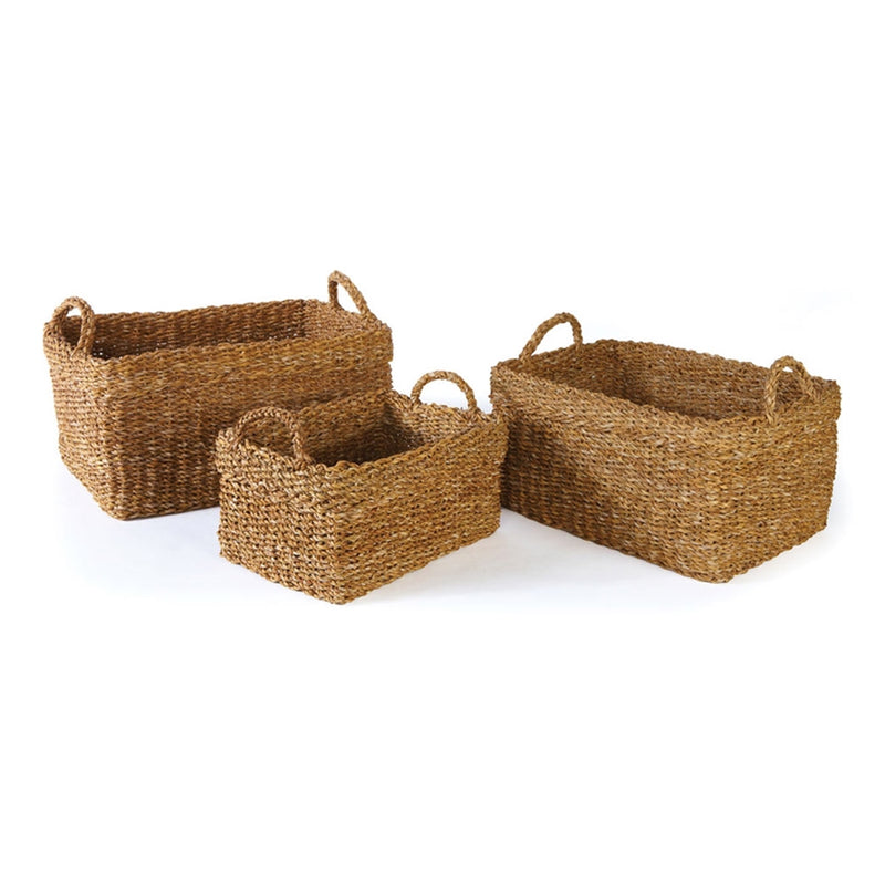 Sg Rectangular Baskets W/ Cuffs , Set of 3