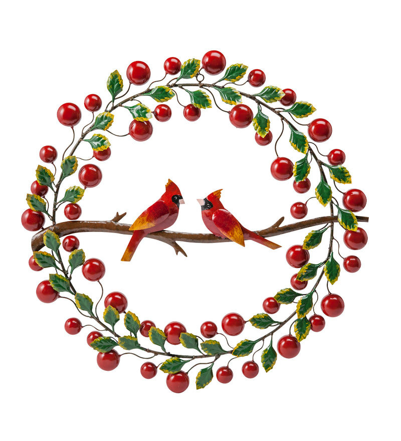 Cardinals and Berries Metal Wreath,wl5299