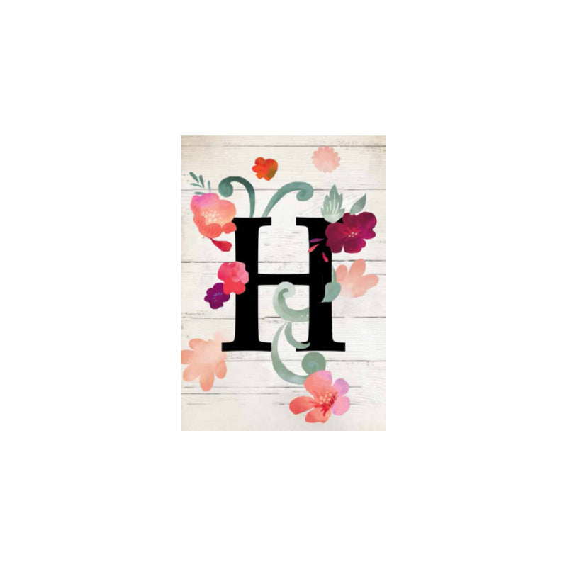 Suede garden flag, Floral Monogram H,z14s7077h