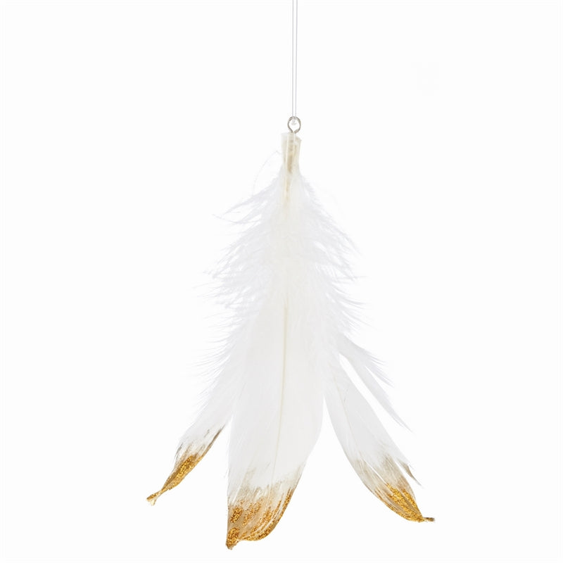 Glittered Feather 6.5"H Tassel Orn