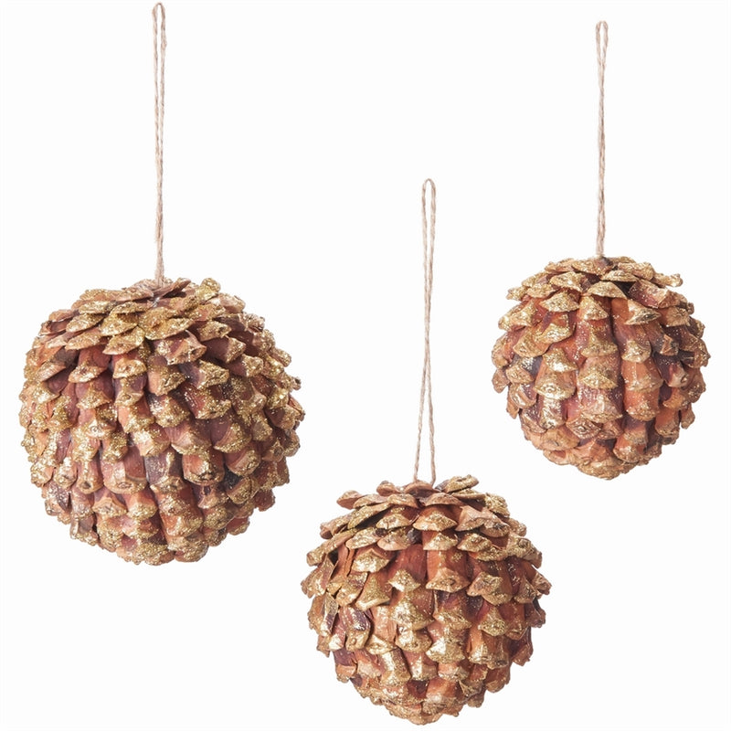 Napa Home Garden, PINE CONE BALL ORNAMENTS ,SET OF 3,z4349ngd