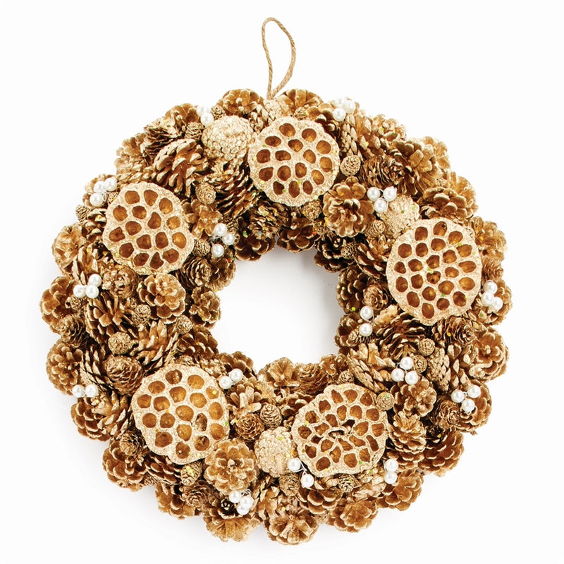 Napa Home Garden, PINE CONE, LOTUS & PEARL 18" WRTH,z4380gdp