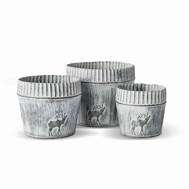 Napa Home & Garden Reindeer Tin Farm Pots, Set of 3