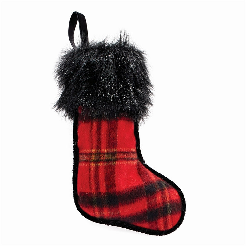 Napa Home Garden, PLAID & FAUX FUR MINI STOCKING,z4547bkr