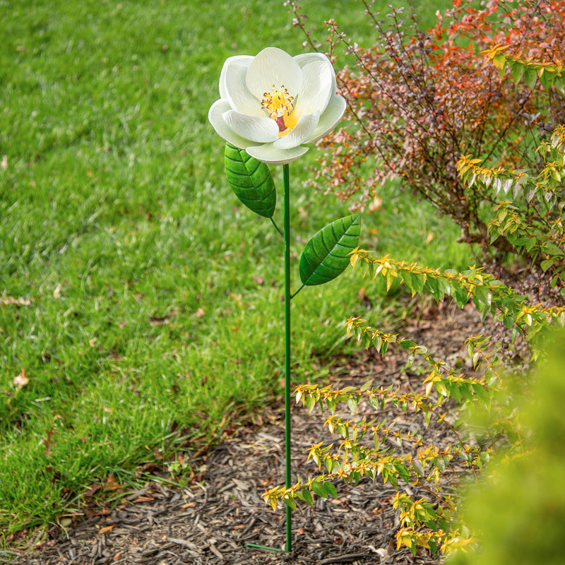 Evergreen Metal stake, white daisy, 10''x 13'' x 47'' inches