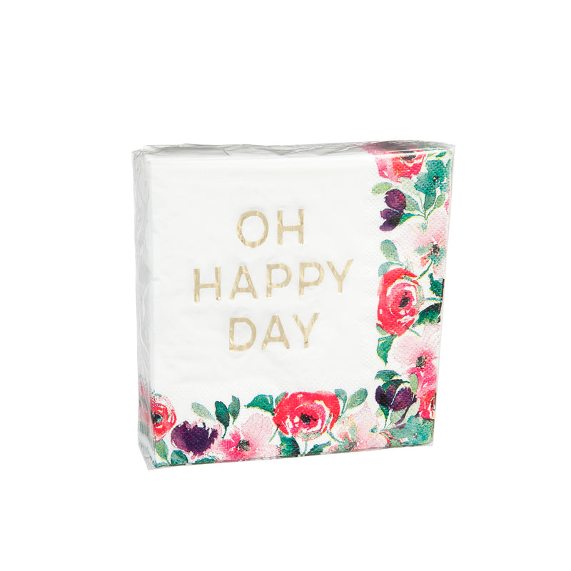 Cocktail Napkin, foil,Oh Happy Day, 1.5"x5"x5"inches