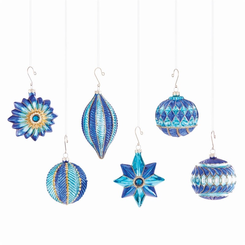 Napa Home Garden, ORNATE ORNAMENTS ,SET OF 6 BLUE/AQUA,z5171bl