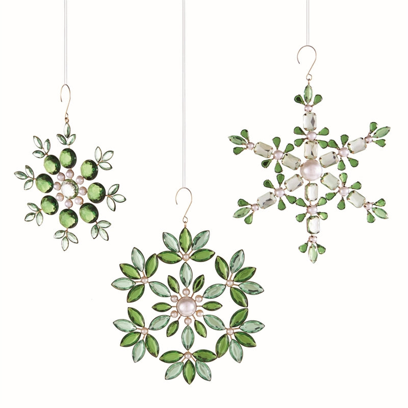 Napa Home Garden, JEWEL&PEARL SNOWFLAKE ORN ,SET OF 3,z5205gr