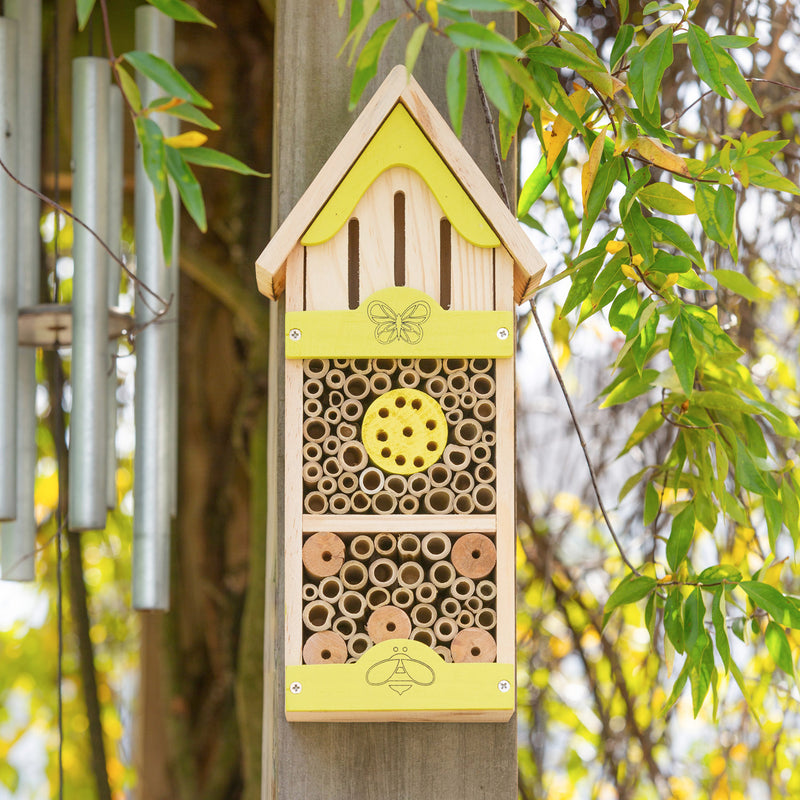 Evergreen Bird House,Nordic Bee & Butterfly House,4.5x6.5x14 Inches