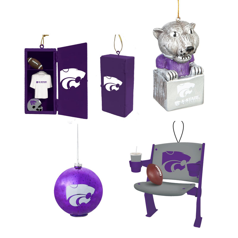 4 Assorted Ornament, Kansas State, set of 48,zfm3ot943