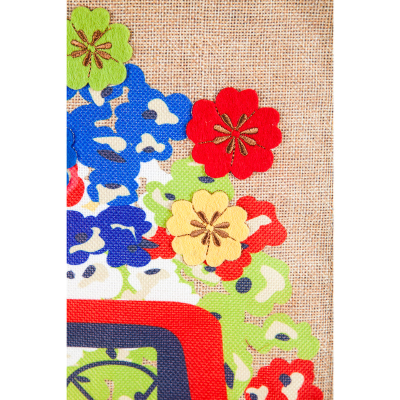 Evergreen Flag,Burlap garden flag, Red Truck Flowers,18x12.5x0.1 Inches