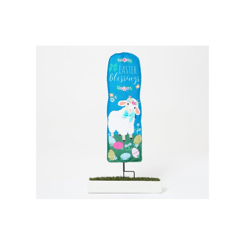 36" LED Statement Stake with metal stand, Easter Blessings, 0.45"x12"x36"inches