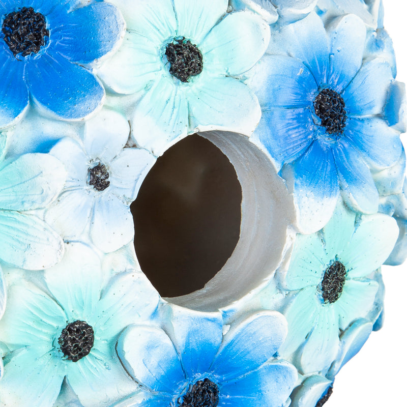 Resin birdhouse,   Blue Hydrangea, 7.2"x7.5"x4.13"inches