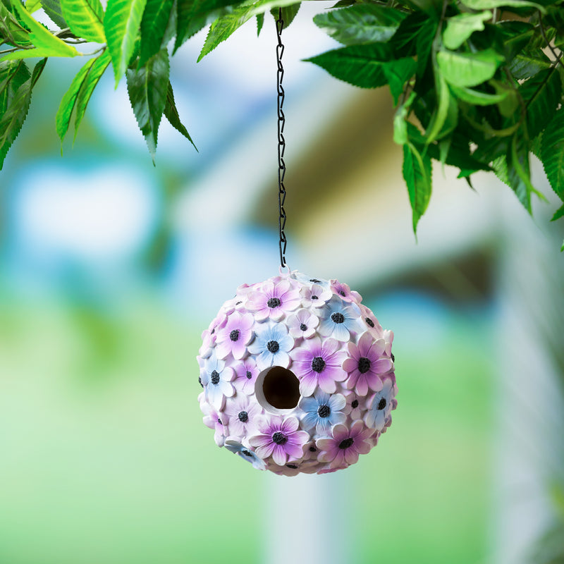 Resin birdhouse,  Purple  Hydrangea,zq84g3350c