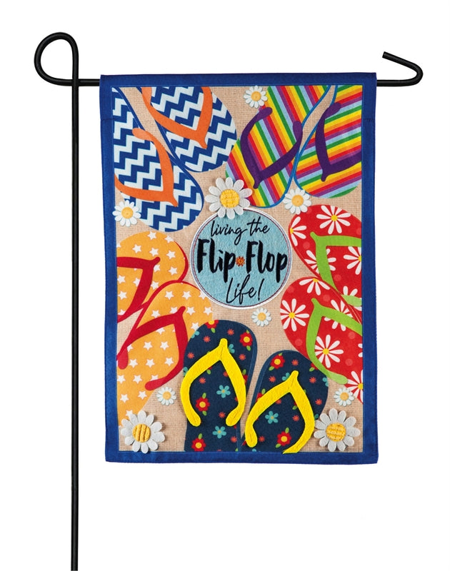 Evergreen Flip Flop Life Garden Linen Flag, 18'' x 12.5'' inches